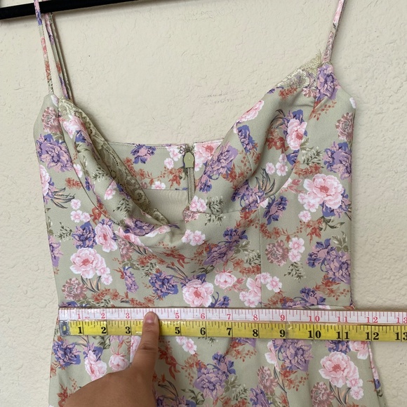 HOUSE OF CB 'Charlotte' Peony Print Midi Sundress green NWOT size XS - Picture 13 of 16